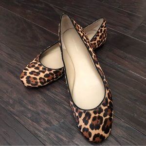 Ann Taylor Animal Leopard Print Leather Calf Hair Flats 7.5